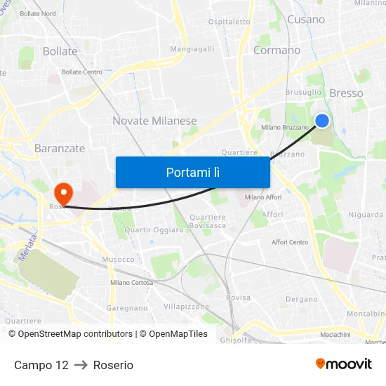 Campo 12 to Roserio map