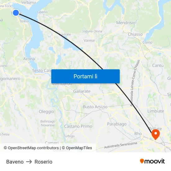 Baveno to Roserio map