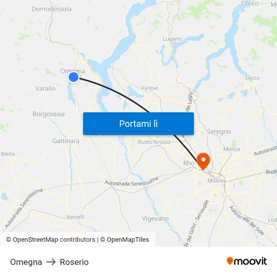 Omegna to Roserio map