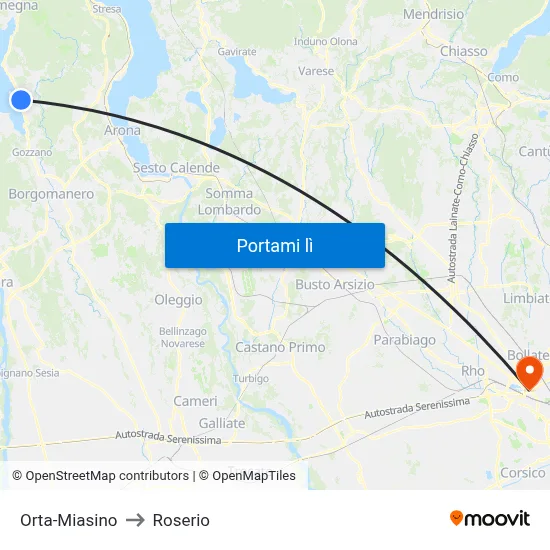 Orta-Miasino to Roserio map