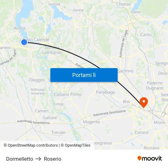 Dormelletto to Roserio map