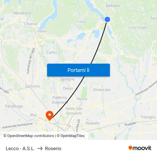 Lecco - A.S.L. to Roserio map