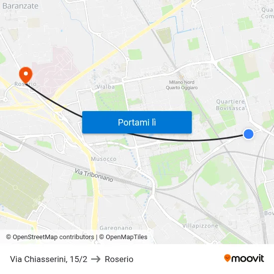 Via Chiasserini, 15/2 to Roserio map