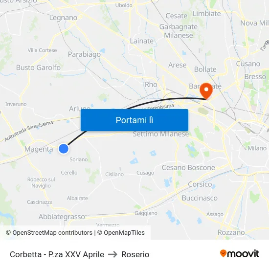 Corbetta - P.za XXV Aprile to Roserio map