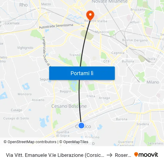 Via Vitt. Emanuele V.le Liberazione (Corsico) to Roserio map