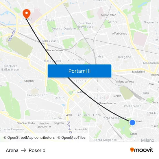 Arena to Roserio map