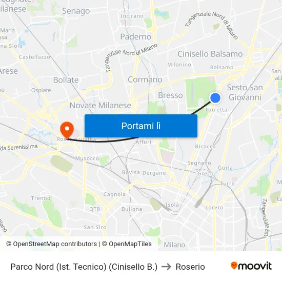 Parco Nord (Ist. Tecnico) (Cinisello B.) to Roserio map