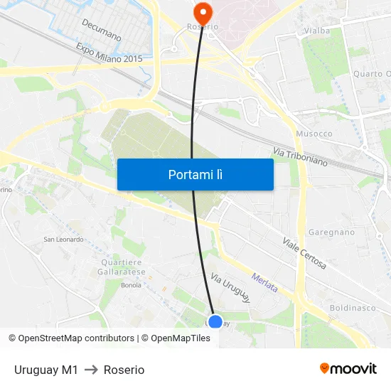 Uruguay M1 to Roserio map