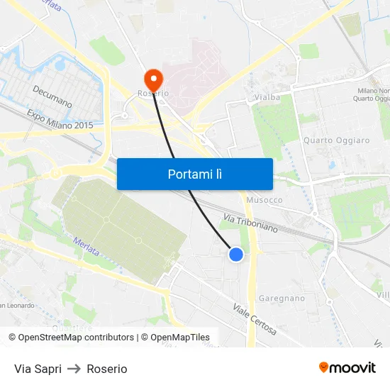 Via Sapri to Roserio map