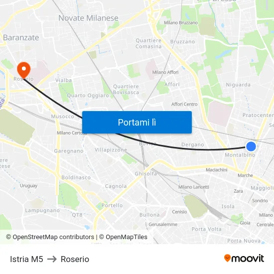 Istria M5 to Roserio map