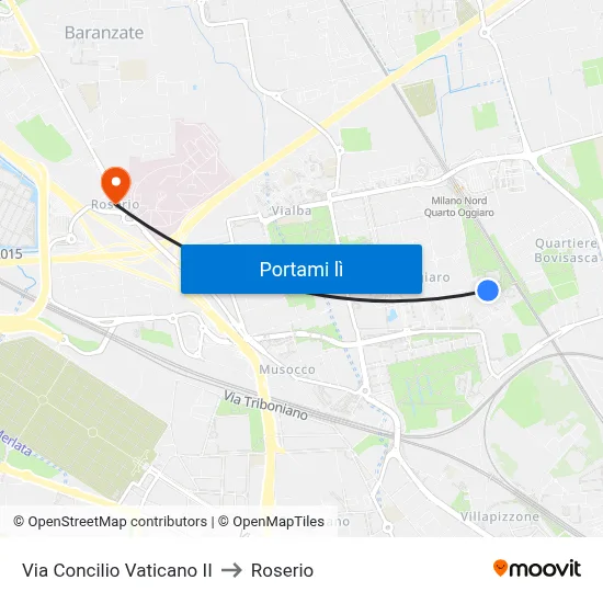 Via Concilio Vaticano II to Roserio map