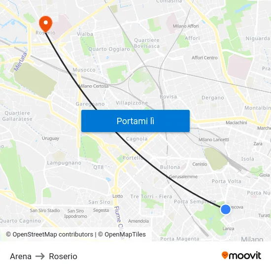 Arena to Roserio map