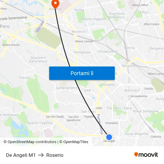 De Angeli M1 to Roserio map