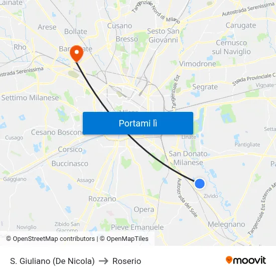 S. Giuliano (De Nicola) to Roserio map