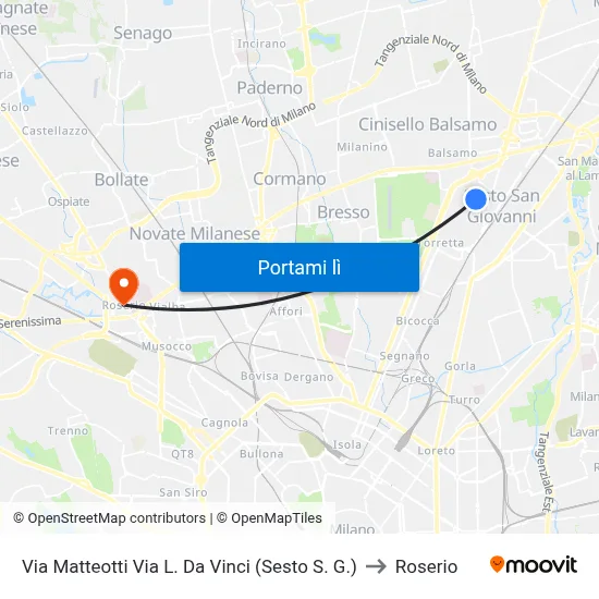 Via Matteotti Via L. Da Vinci (Sesto S. G.) to Roserio map