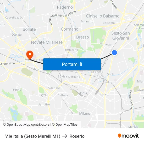V.le Italia (Sesto Marelli M1) to Roserio map