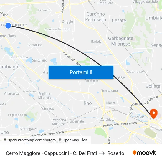 Cerro Maggiore -  Cappuccini - C. Dei Frati to Roserio map
