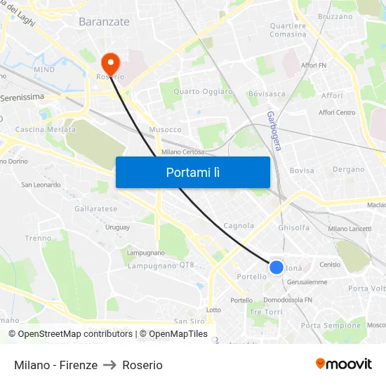 Milano -  Firenze to Roserio map