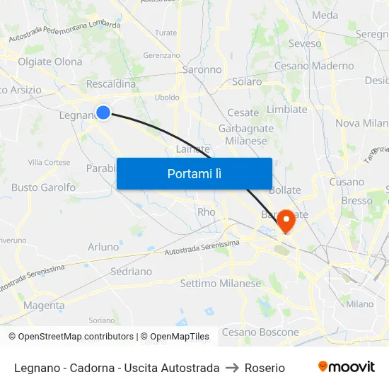 Legnano -  Cadorna - Uscita Autostrada to Roserio map