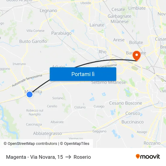 Magenta - Via Novara, 15 to Roserio map