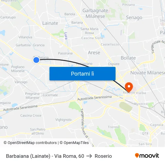 Barbaiana (Lainate) - Via Roma, 60 to Roserio map