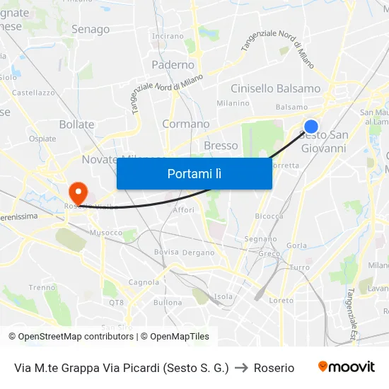 Via M.te Grappa Via Picardi (Sesto S. G.) to Roserio map