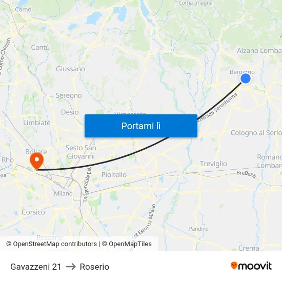 Gavazzeni 21 to Roserio map