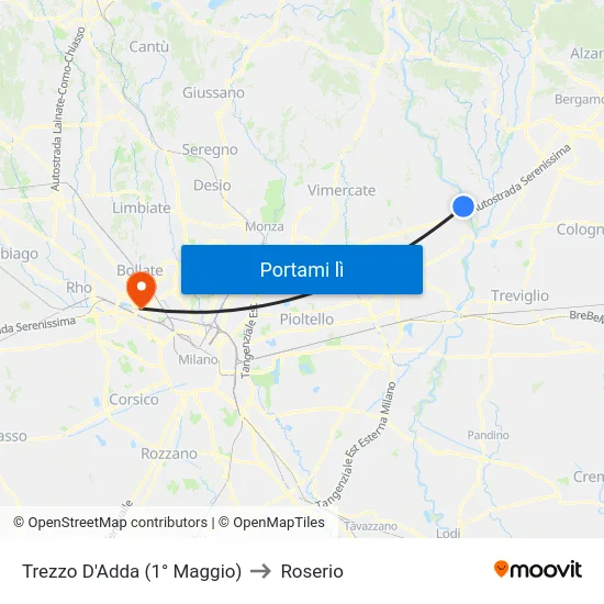 Trezzo Sull'Adda, Biffi to Roserio map