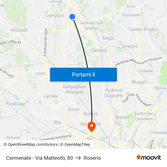 Cermenate - Via Matteotti, 80 to Roserio map