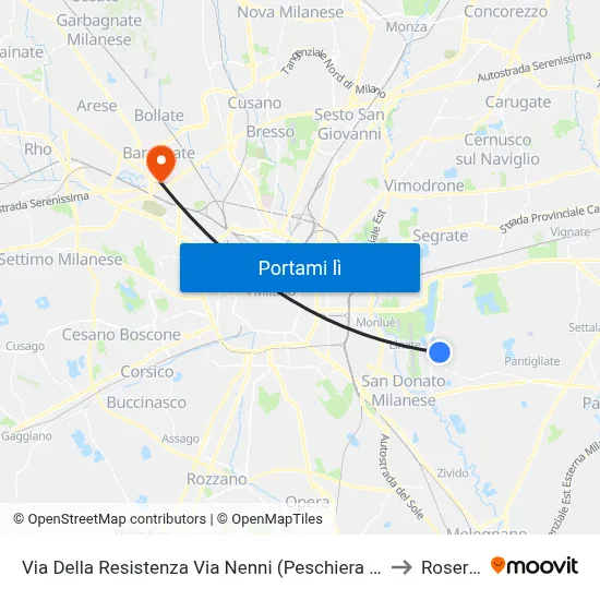Via Della Resistenza Via Nenni (Peschiera B.) to Roserio map