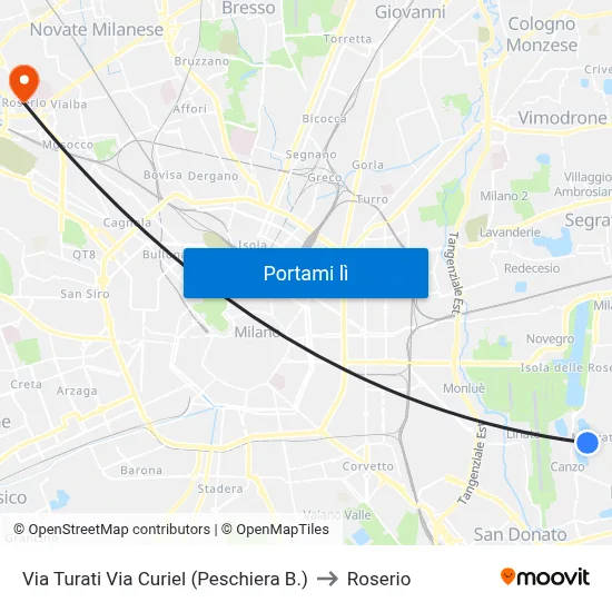 Via Turati Via Curiel (Peschiera B.) to Roserio map