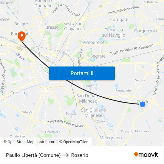 Paullo Libertà (Comune) to Roserio map