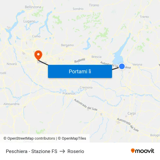Peschiera - Stazione FS to Roserio map