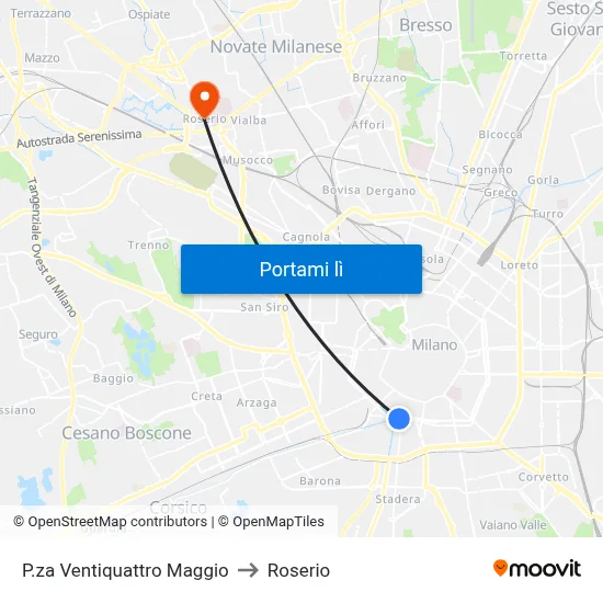 P.za Ventiquattro Maggio to Roserio map