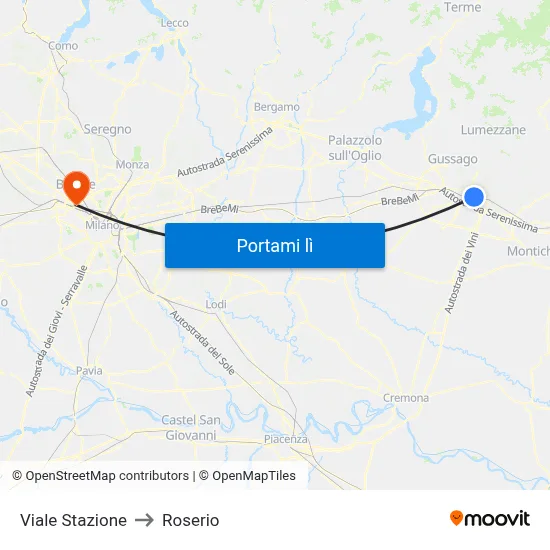 Viale Stazione to Roserio map