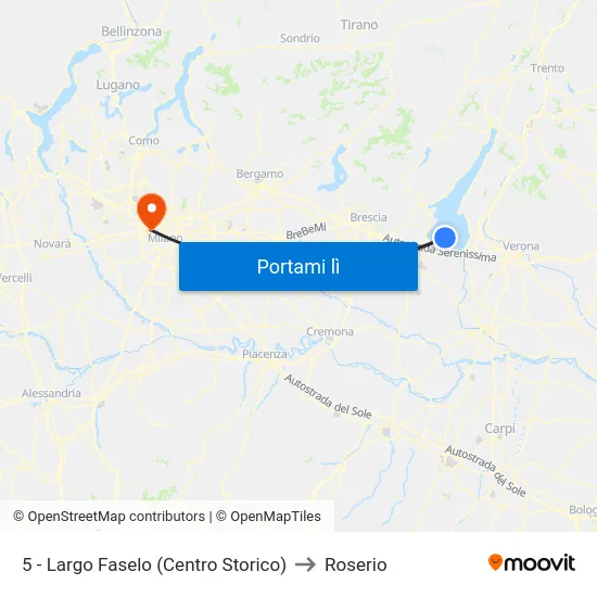 5 - Largo Faselo (Centro Storico) to Roserio map