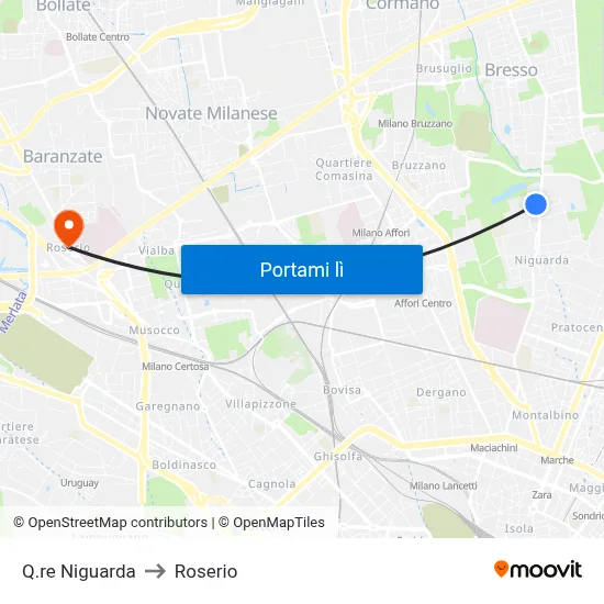 Q.re Niguarda to Roserio map