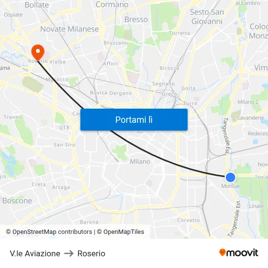 V.le Aviazione to Roserio map