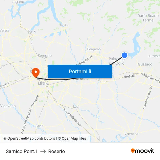 Sarnico Pont.1 to Roserio map