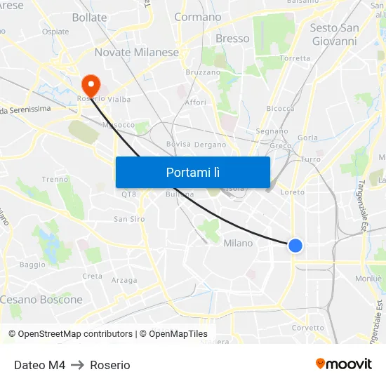 Dateo M4 to Roserio map