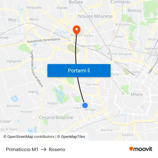 Primaticcio M1 to Roserio map