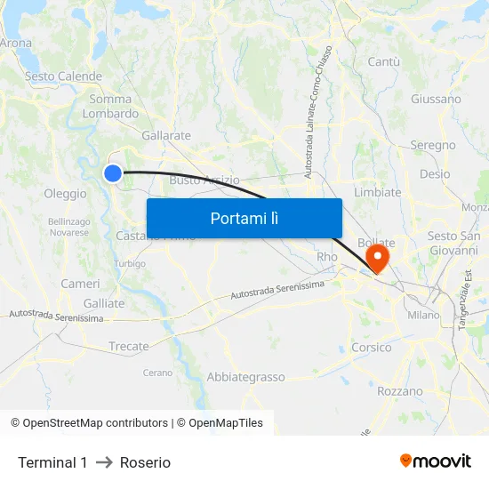 Terminal 1 to Roserio map
