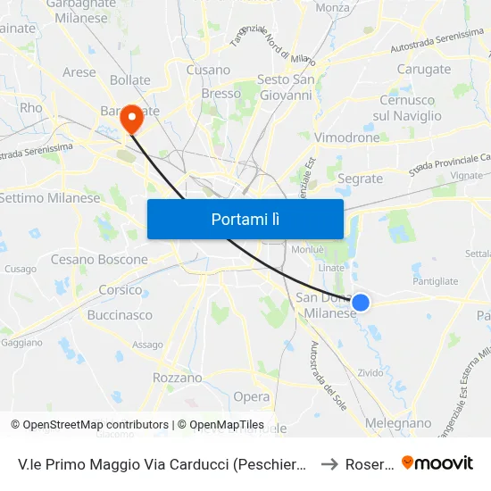 V.le Primo Maggio Via Carducci (Peschiera B.) to Roserio map