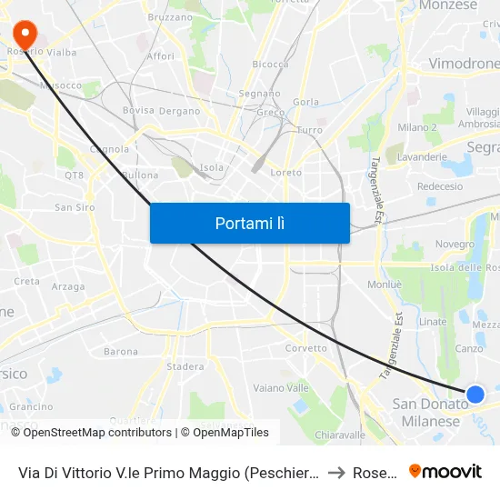 Via Di Vittorio V.le Primo Maggio (Peschiera B.) to Roserio map