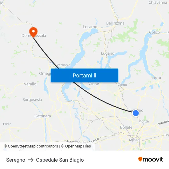 Seregno to Ospedale San Biagio map