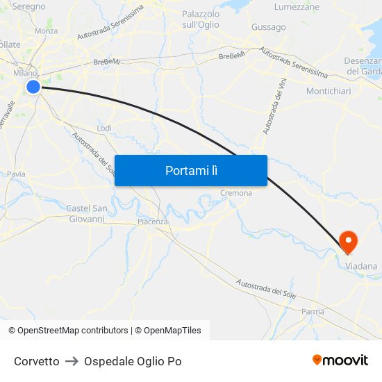 Corvetto to Ospedale Oglio Po map