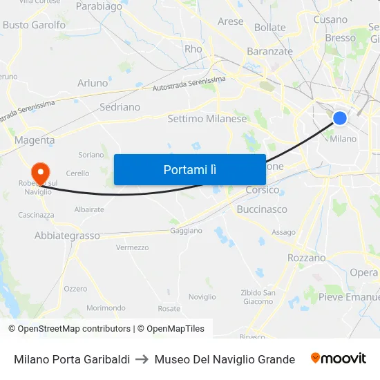 Milano Porta Garibaldi to Museo Del Naviglio Grande map