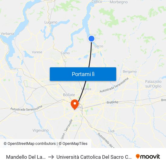 Mandello Del Lario to Università Cattolica Del Sacro Cuore map