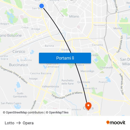 Lotto to Opera map