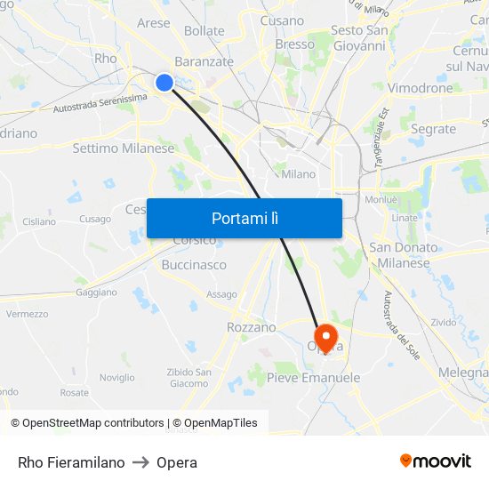 Rho Fieramilano to Opera map